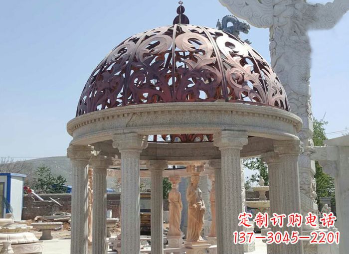 山东小区欧式圆顶凉亭石雕 (3)