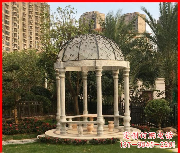 山东小区欧式圆顶凉亭石雕 (2)