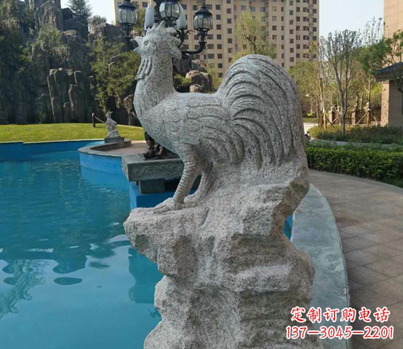 山东小区十二生肖鸡动物石雕