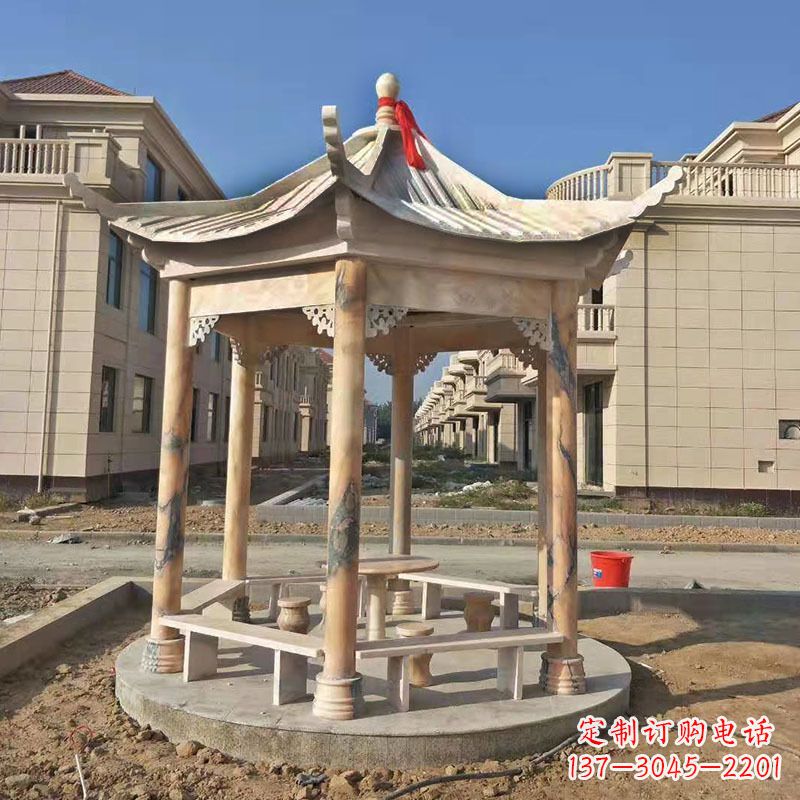 山东小区庭院石雕凉亭
