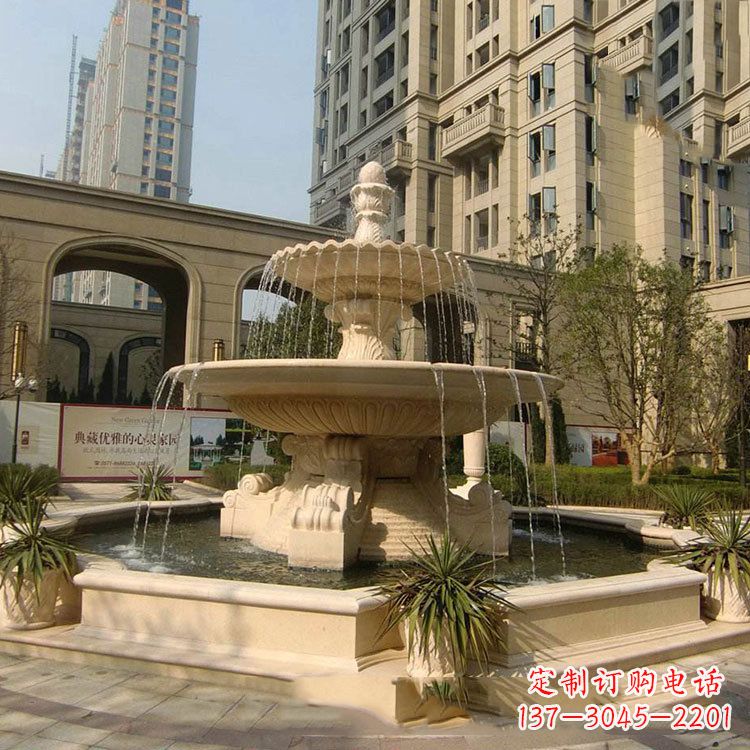 山东小区庭院石雕欧式喷泉