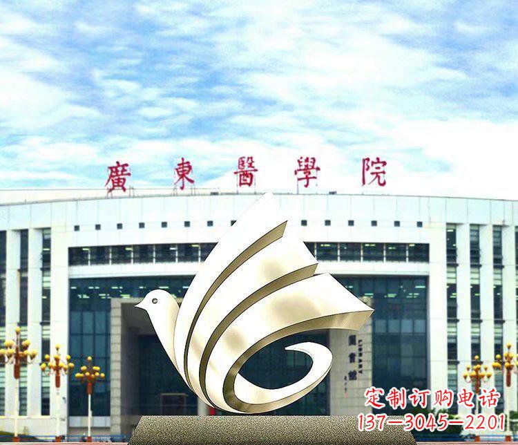 山东校园不锈钢抽象和平鸽雕塑