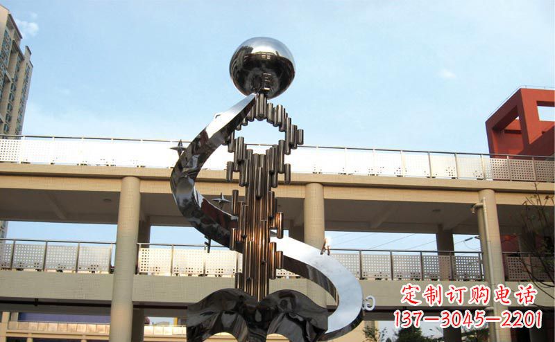 山东校园不锈钢抽象钥匙和书籍雕塑