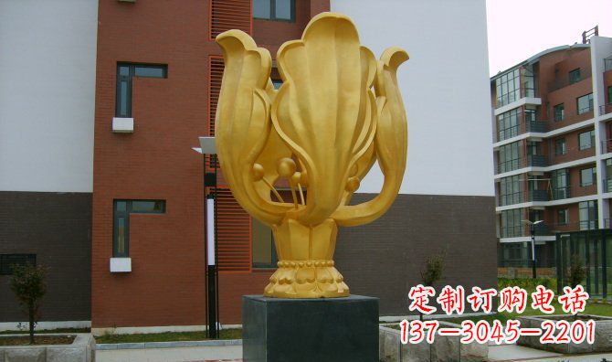 山东校园不锈钢紫荆花雕塑