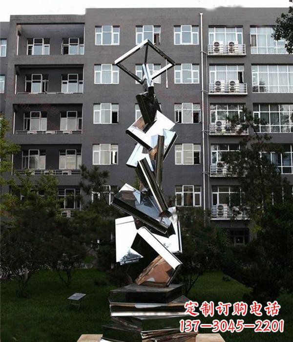 山东校园抽象不锈钢书籍雕塑
