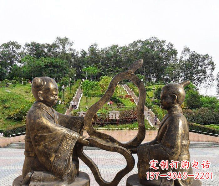 山东校园抽象孔融让梨铜雕