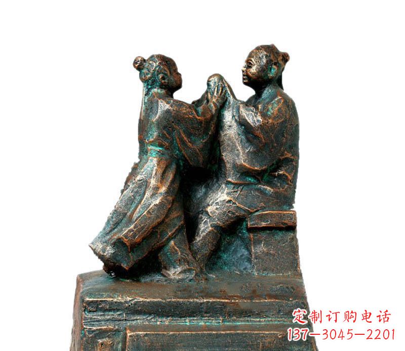 山东校园古代孔融让梨人物铜雕