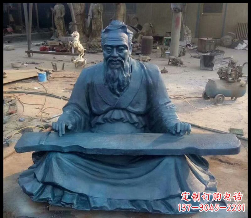 山东校园孔子弹琴铜雕