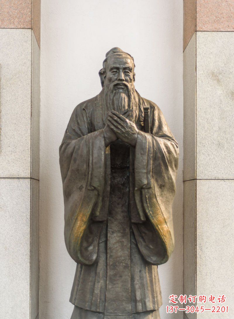 山东校园孔子名人铜雕