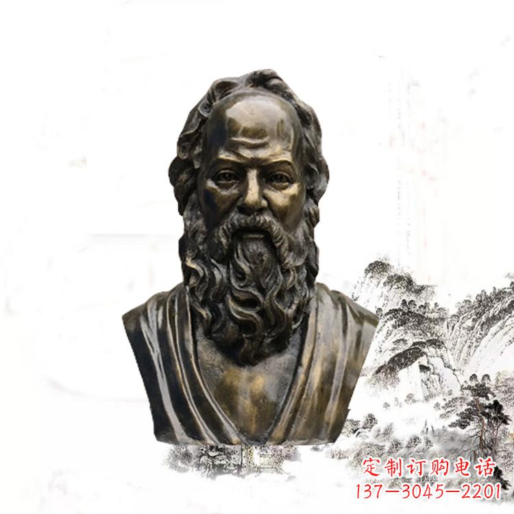 山东校园名人苏格拉底头像雕塑