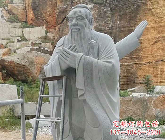 山东校园人物大理石孔子石雕