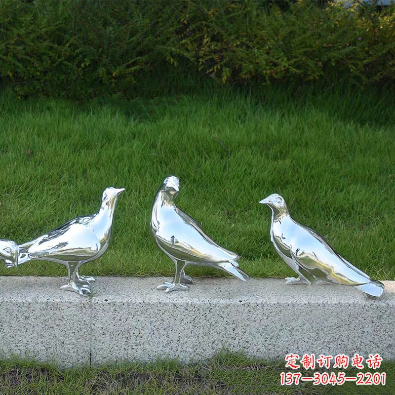 山东银白色不锈钢电镀鸽子雕塑摆件