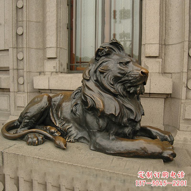 山东银行大门铜雕港币狮子看门动物雕塑