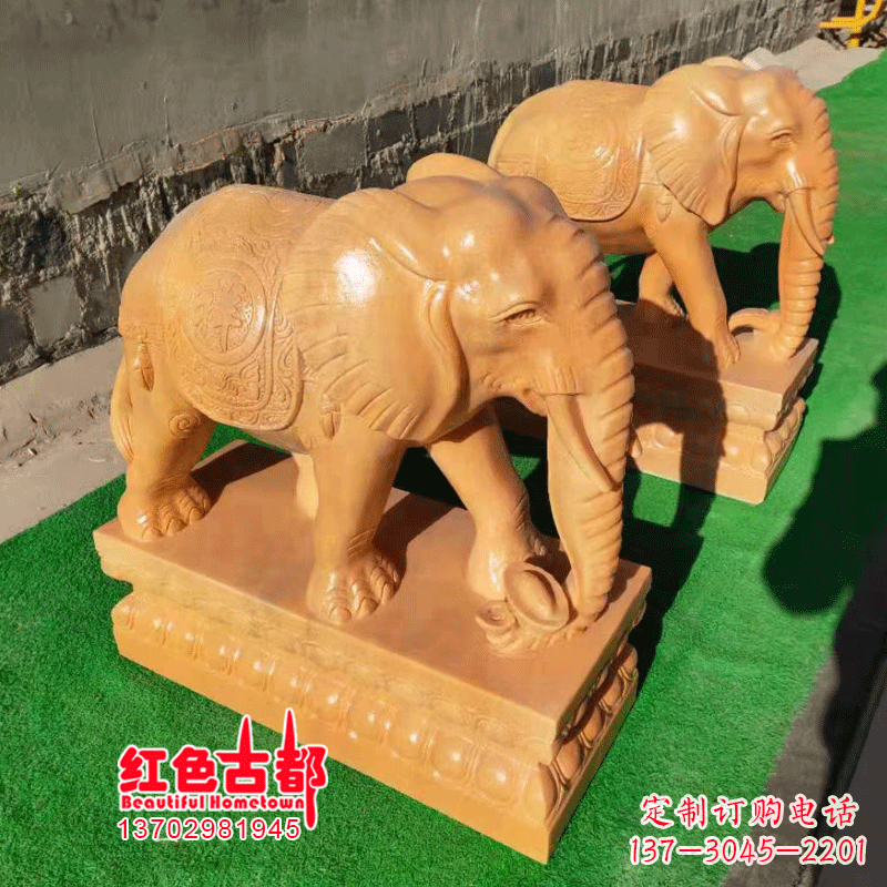 山东银行门口的石雕大象