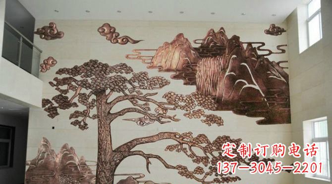 山东迎客松铜浮雕
