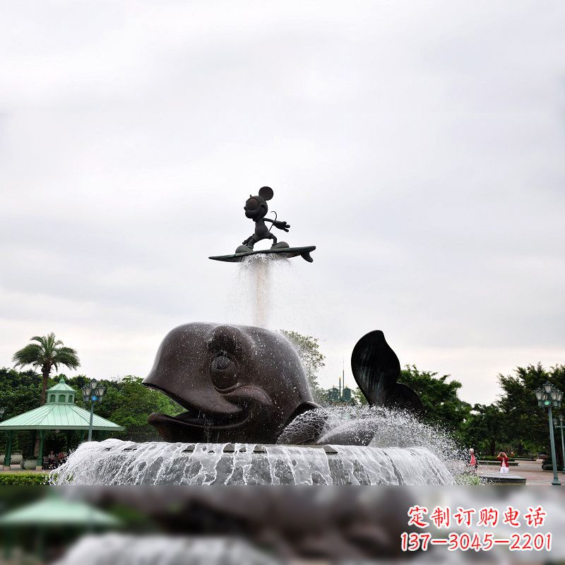 山东鱼和小孩水景喷泉