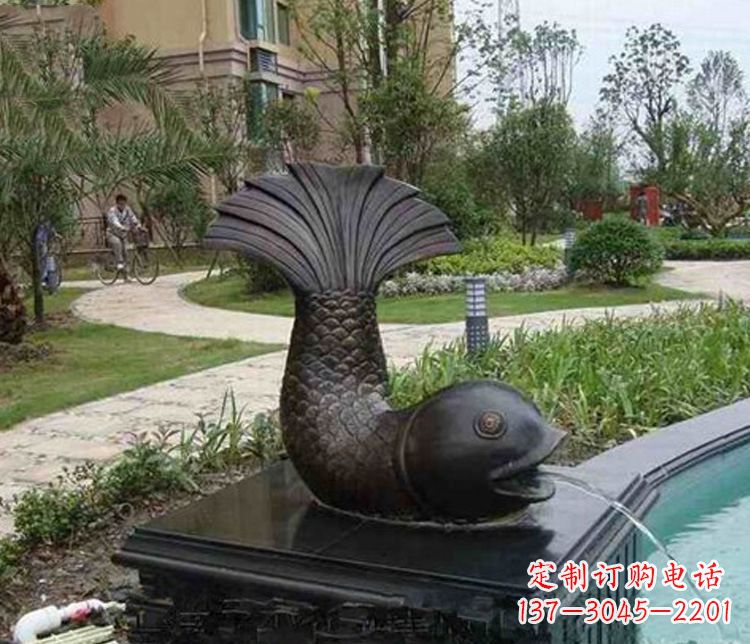 山东鱼喷泉铜雕
