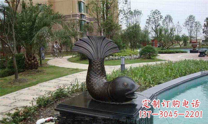 山东鱼式喷泉小区景观铜雕