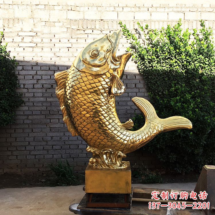 山东鱼跃景观铜雕-纯铜铸造企业商场动物雕塑摆件