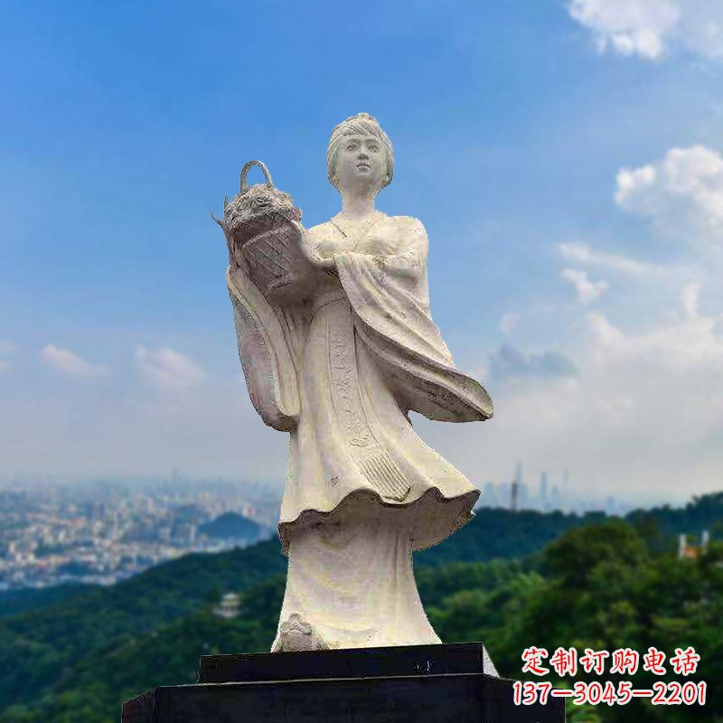 山东虞姬景观石雕像-景区园林古代美女雕塑