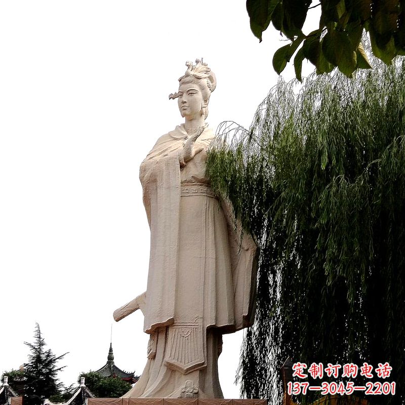 山东虞姬砂岩石雕-景区园林古代人物著名美女雕像