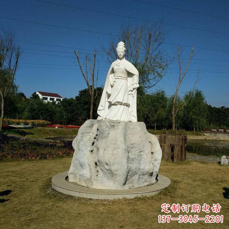 山东虞姬石雕塑-公园历史名人楚汉时期美女雕像