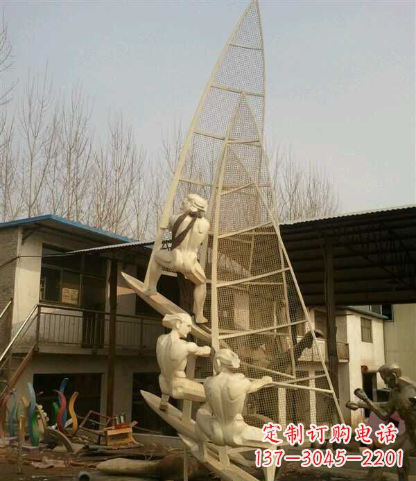 山东园林不锈钢帆船景观雕塑