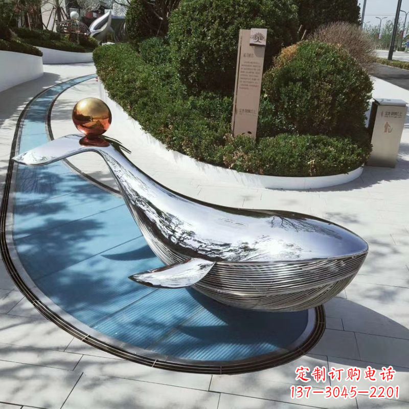 山东园林不锈钢海豚景观摆件
