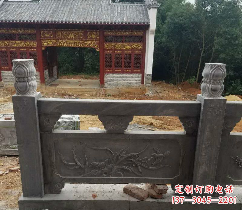 山东园林仿古兰花石浮雕栏板景观石雕