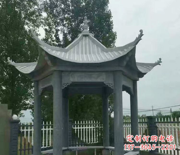 山东园林仿古石凉亭景观石雕 (2)