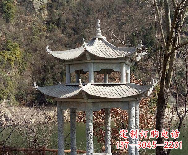 山东园林仿古双层石雕凉亭