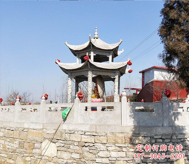 山东园林仿古双层石凉亭景观石雕 (3)