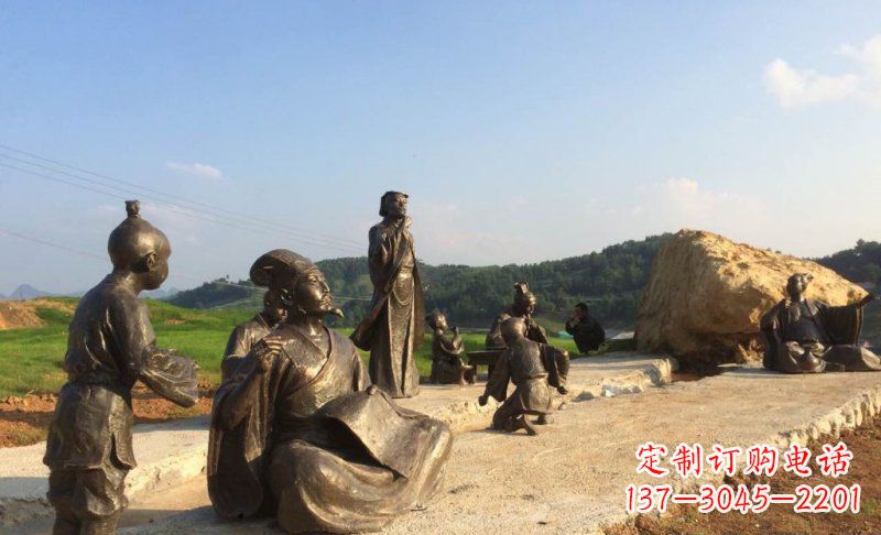 山东园林古代人物和玩耍的小孩小品铜雕