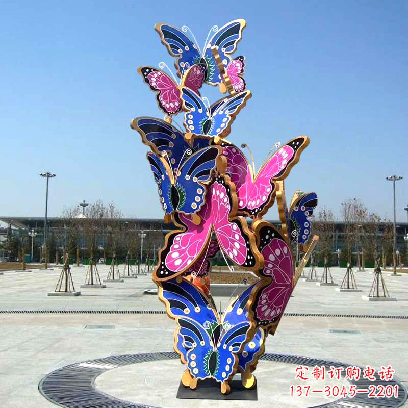 山东园林广场蝴蝶不锈钢动物景观雕塑