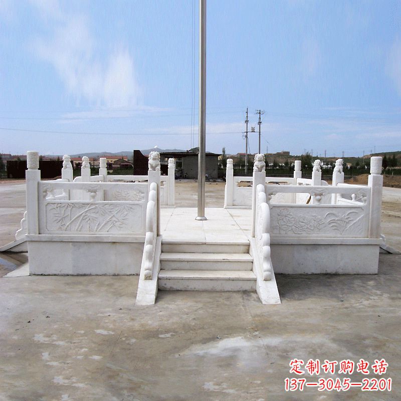 山东园林广场升旗台汉白玉石雕国旗台