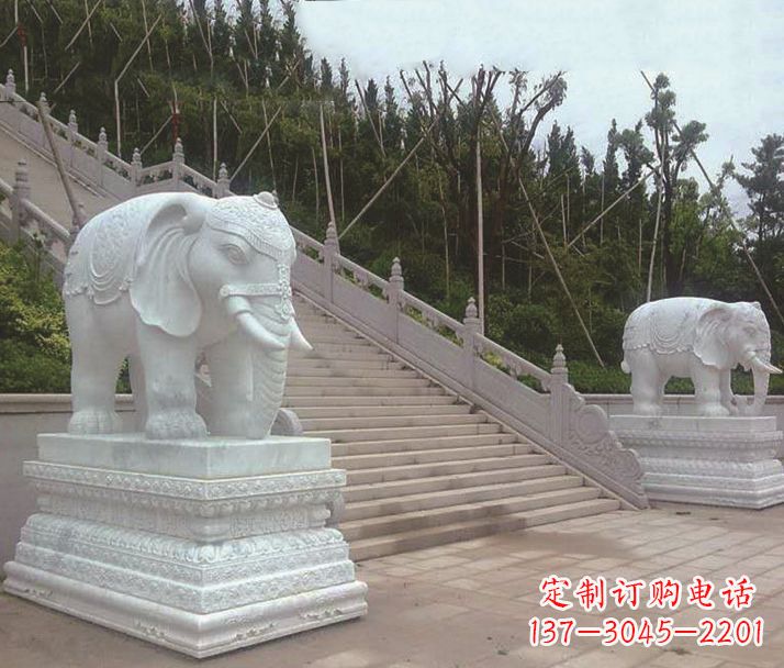 山东园林汉白玉大象景观石雕