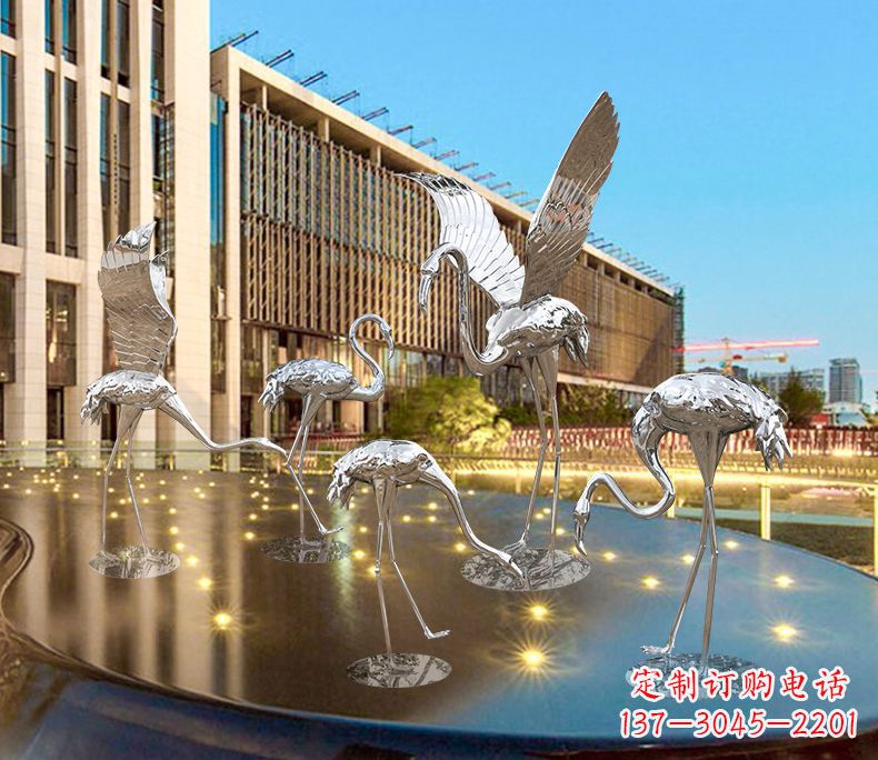 山东园林火烈鸟不锈钢雕塑