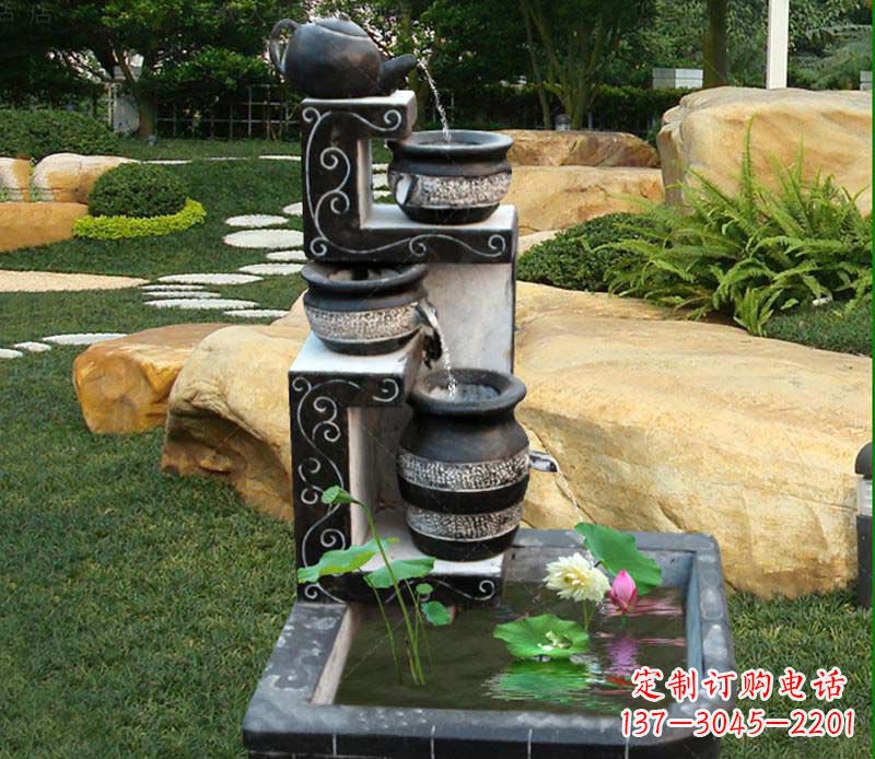 山东园林景观茶壶流水池石雕