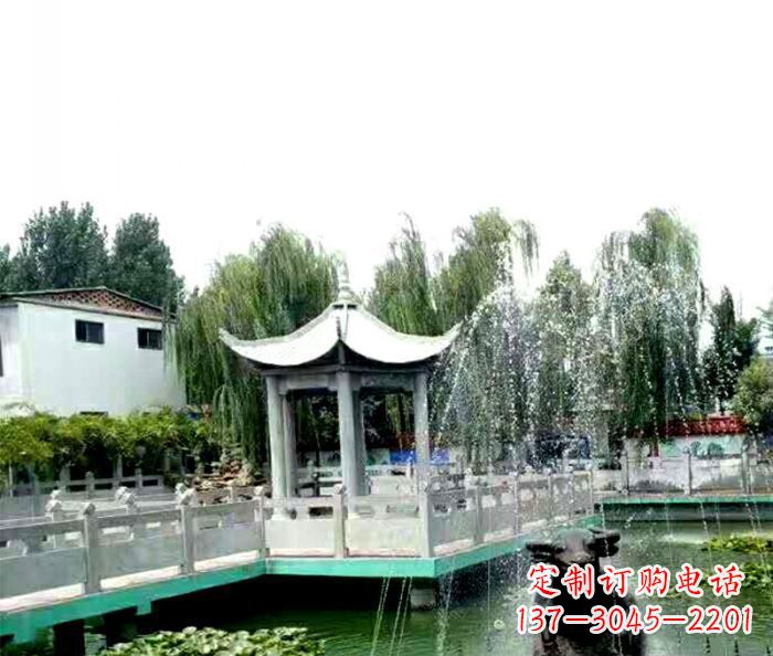 山东园林景观单层六角石雕凉亭