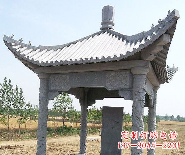 山东园林景观单层石雕凉亭 (4)