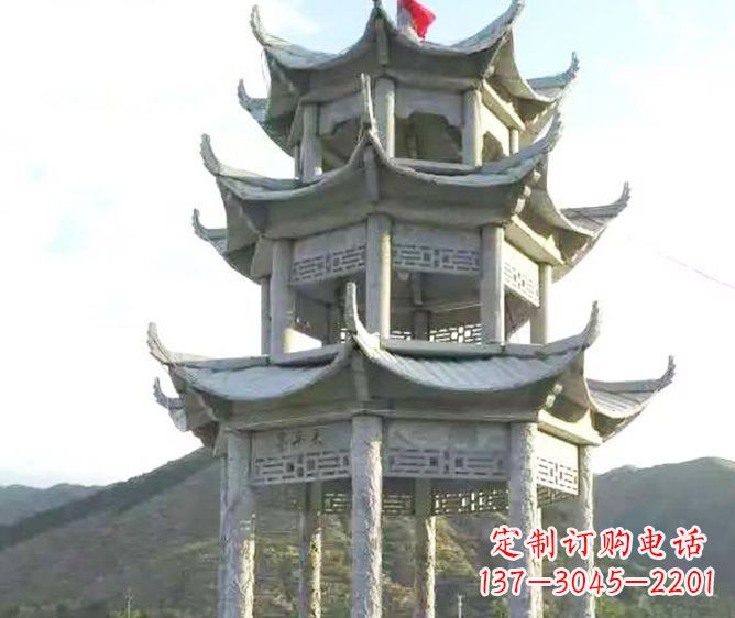 山东园林景观多层凉亭石雕 (3)