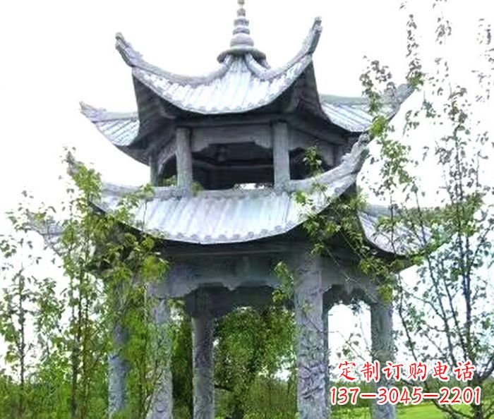 山东园林景观仿古六角石凉亭