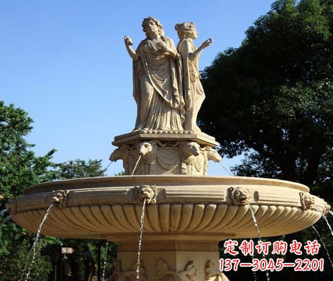 山东园林景观西方人物喷泉石雕