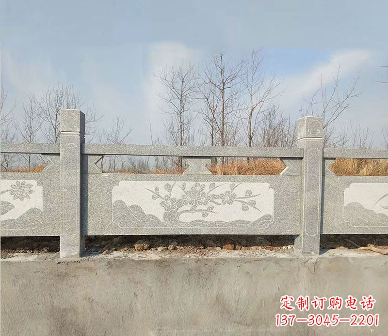山东园林梅花石浮雕栏板景观石雕