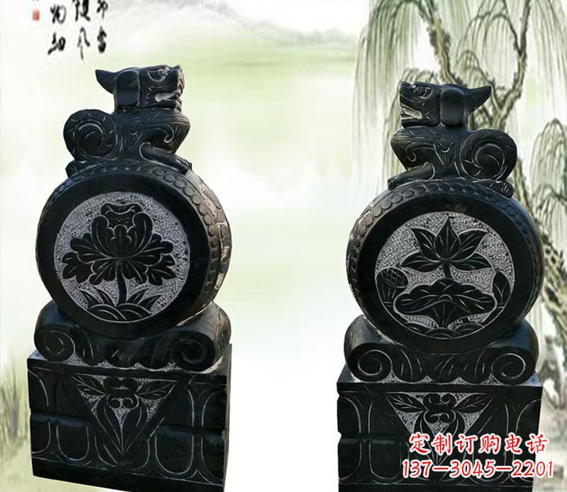 山东园林貔貅门墩石雕