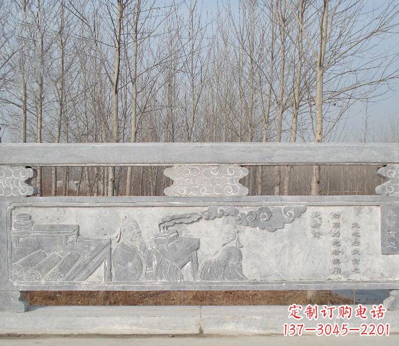 山东园林石浮雕栏板景观石雕 (3)