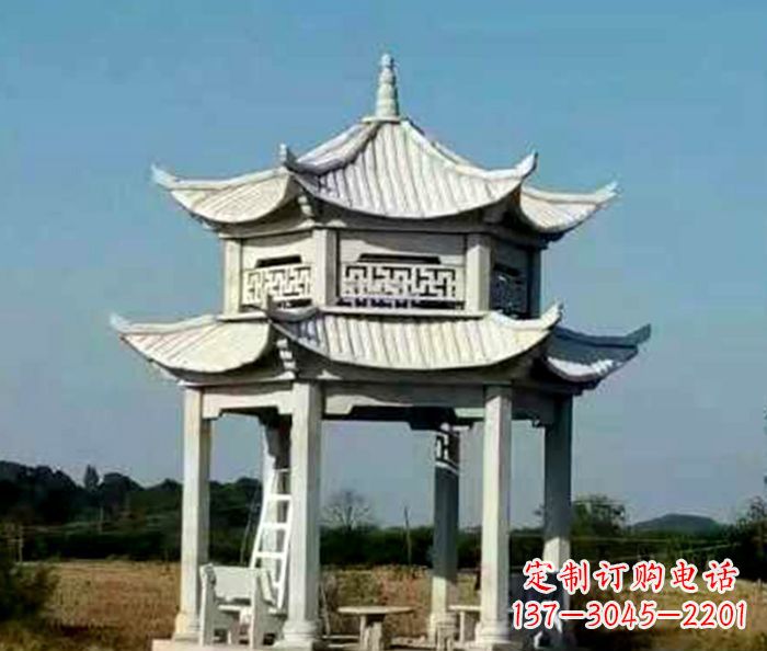 山东园林双层石雕凉亭 (2)