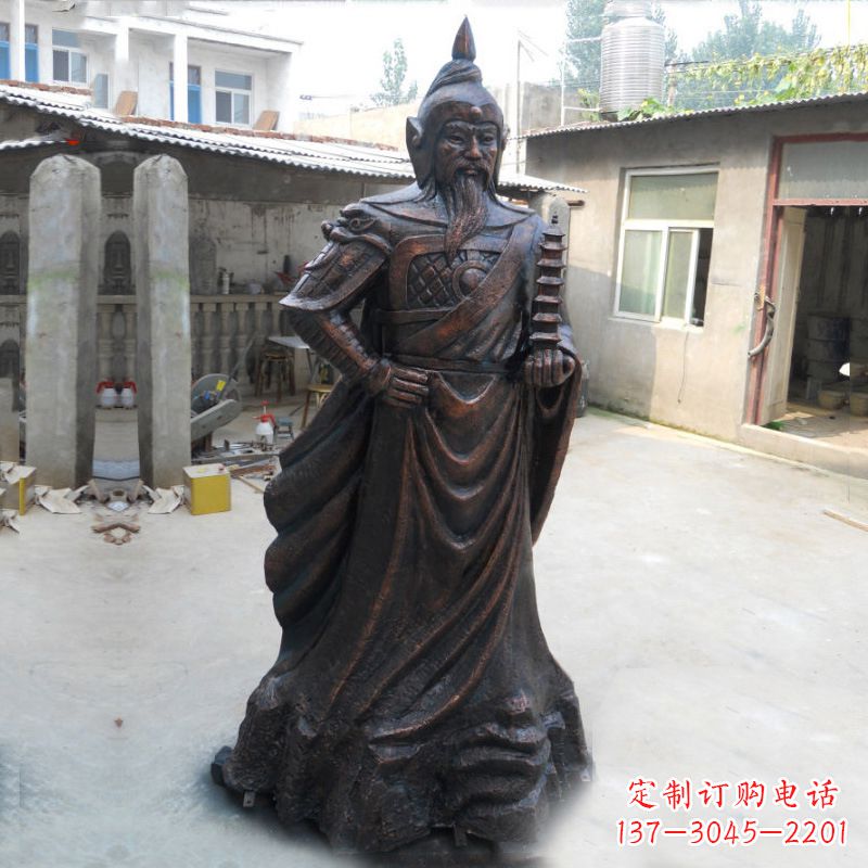 山东战神托塔天王李靖铸铜雕塑