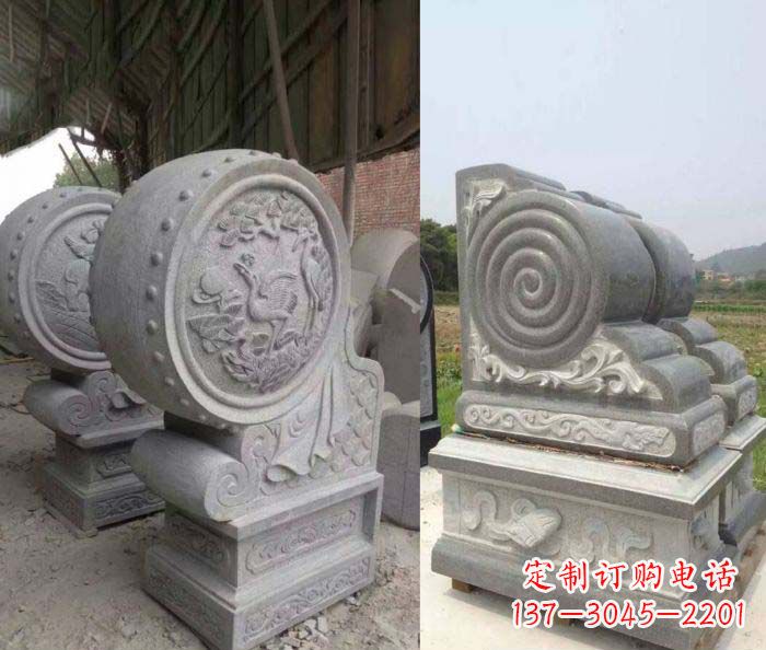 山东招财抱鼓石大理石门墩