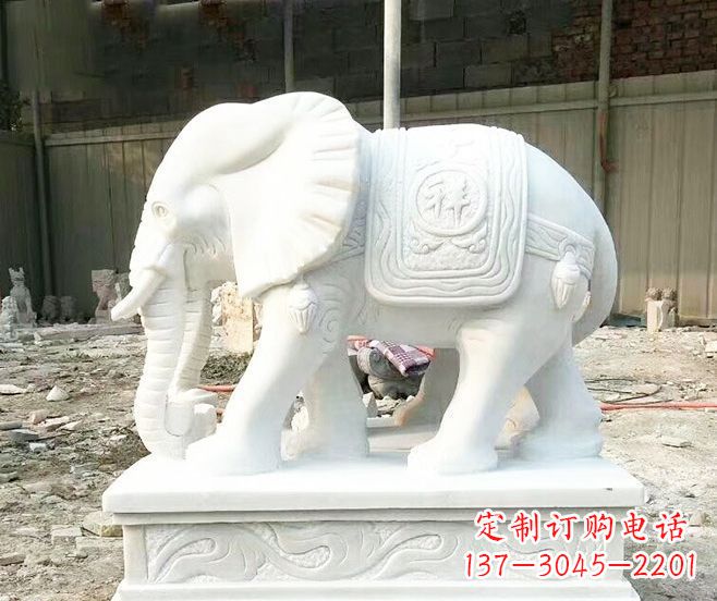 山东招财动物汉白玉大象石雕 (3)